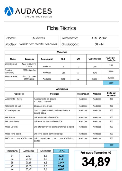 Ficha técnica completa .